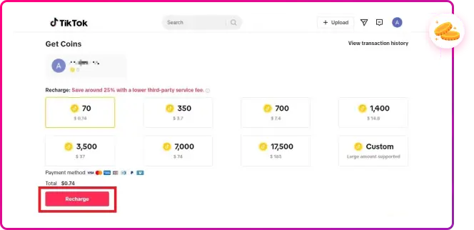 How to Get Coins on TikTok Using Desktop Step 2