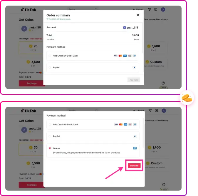 How to Get Coins on TikTok Using Desktop Step 3